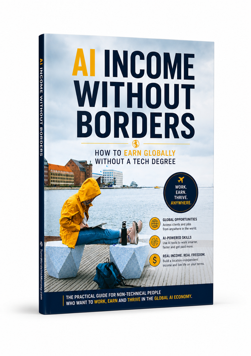 3D mockup of the AI Income Without Borders ebook