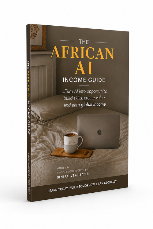 3D mockup of the Make Money With AI in Africa ebook