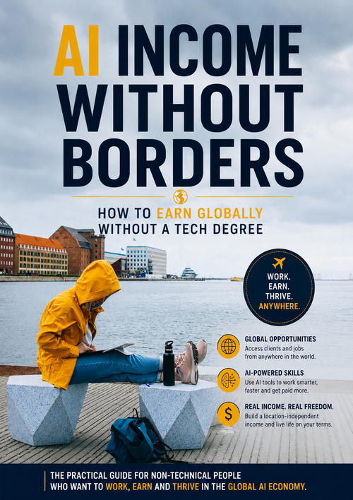 Cover of AI Income Without Borders, a guide to earning from AI anywhere without a tech degree