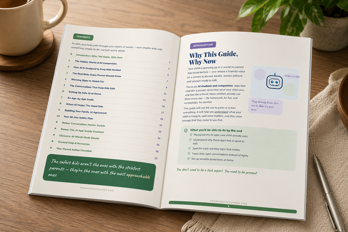 Sample page one from AI Friends, the parent's guide to chatbots and companions